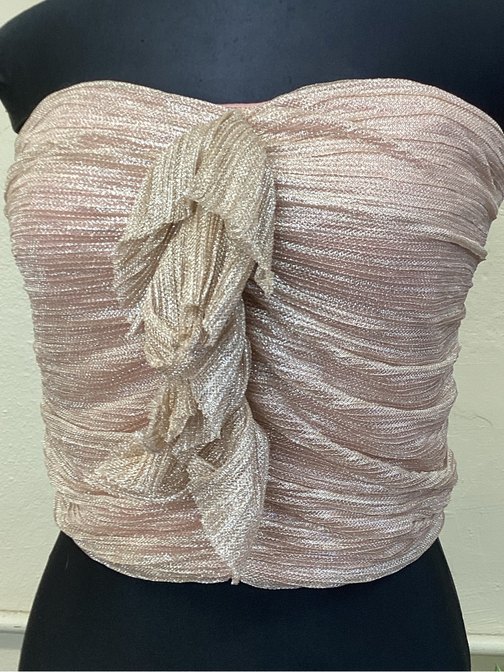 Maeve by Anthropologie Strapless Ruched Metallic Blush Camisole